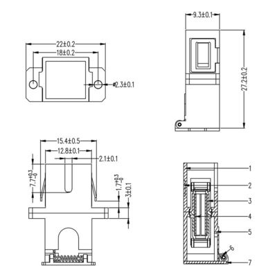 Storage Temp. 40°C to 85°C SC APC Optic Fiber Adaptor with Filp Auto Shutter and Flange