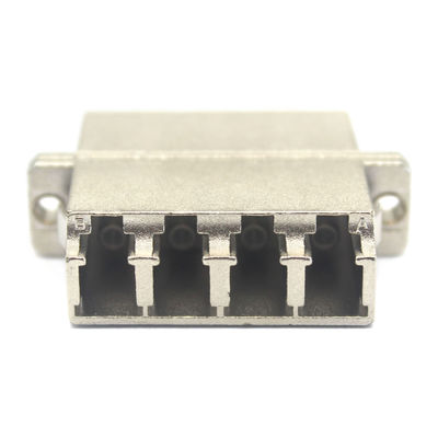 4G Network Compatible LC UPC Quadruplex Fiber Optic Adapter with Flange in Metal Case