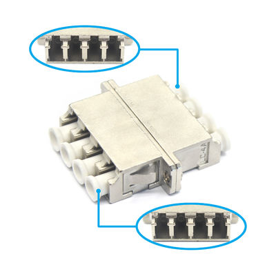 4G Network Compatible LC UPC Quadruplex Fiber Optic Adapter with Flange in Metal Case
