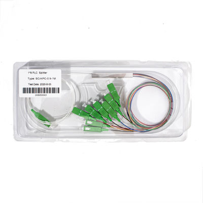Fiber Optic 1X8 Mini PLC splitter SC APC Connector 0.9mm, 1M
