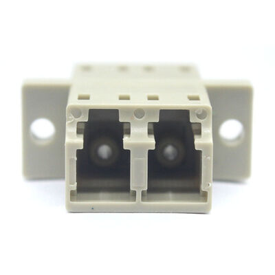 Grey LC PC Multimode Duplex Adapter with Flange