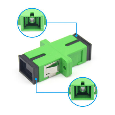 SC APC Simplex Fiber Optic Adapter with Flange - 0.2dB Insertion Loss, 500 Cycle Durability, Zirconia Sleeve