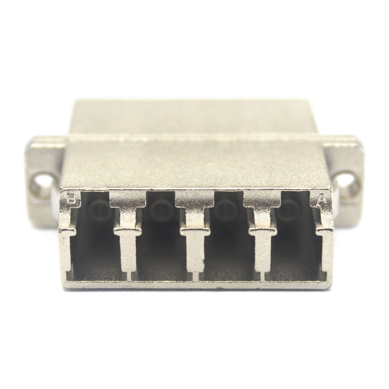 4G Network Compatible LC UPC Quadruplex Fiber Optic Adapter with Flange in Metal Case