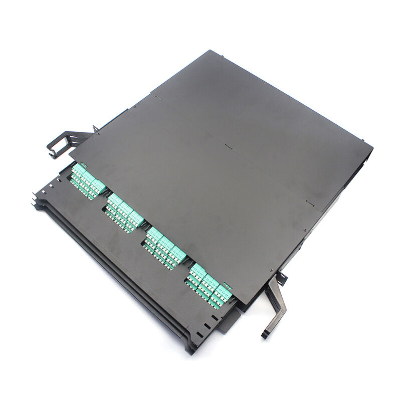 19-inch 1U 2U 4U 144F MPO-LC Fiber Optic Patch Panel with Cassette - Ultra-high Density, Double Rail Design, ABS MPO Module