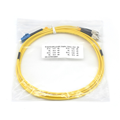 LSZH 3,0 мм St Lc Fiber Patch Cable 2,0 мм Дуплексный LC UPC к FC UPC SM