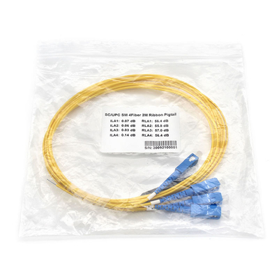 Желтый UPC Fiber Optic Patch Cord Pigtail 4 ядра ПВХ куртка
